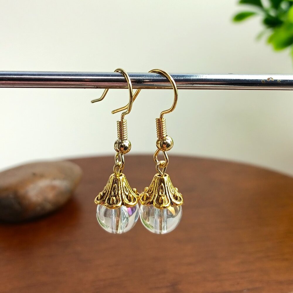 Rainbow Crystal Quartz Bead Earrings